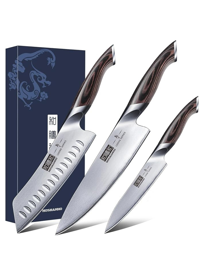 3 Pièces Set Couteau Cuisine Super Aiguisé, Couteau Japonais Professionnel - Maison zéro déchet