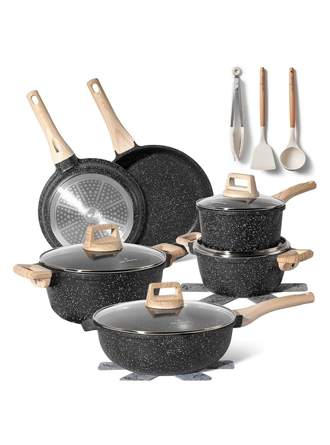 Batterie de cuisine induction Set de casseroles avec couvercle - Casserole tout feux - poele anti adhesive