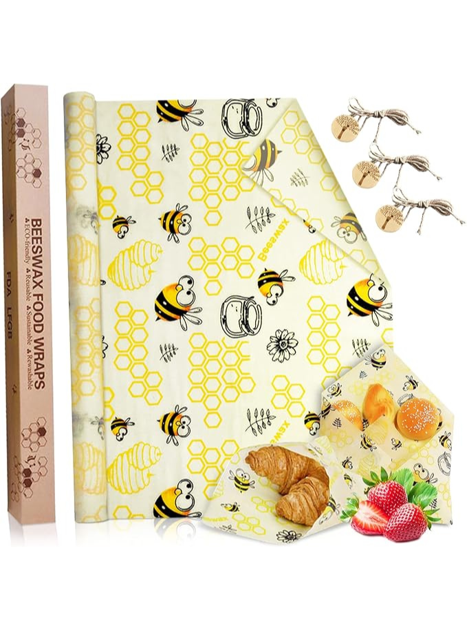 Emballage Cire d'abeille,35x100CM Wraps zéro déchet - Maison zéro déchet