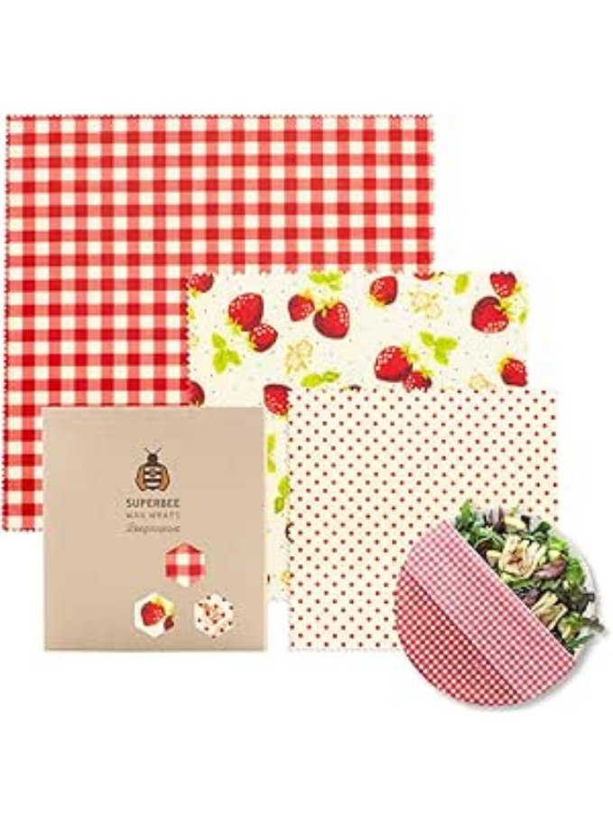 Emballage de Cire d'Abeille set de 3 Petit, Moyen et Grand Maison zéro déchet