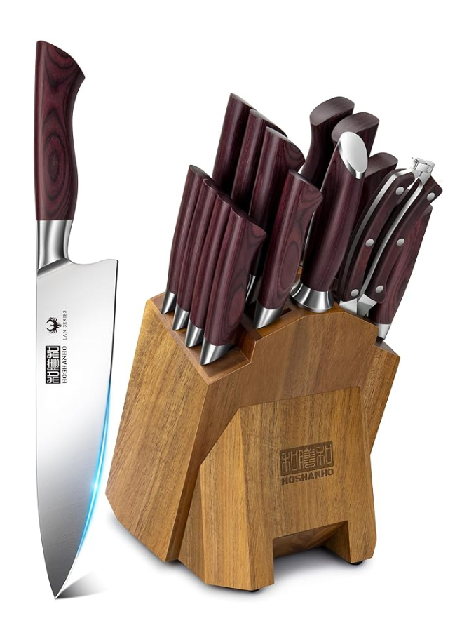 Ensembles de Couteaux de Cuisine 18 Pièces, Set Couteaux de Chef en Haute Teneur en Carbone Acier Inoxydable