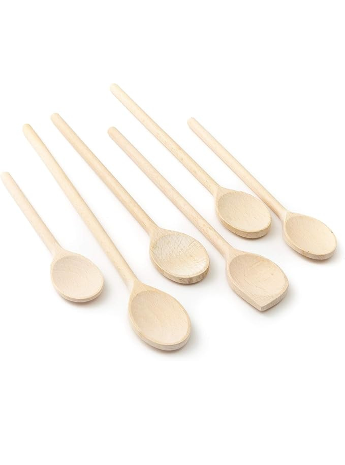 Kitchen Enseble de Ustensiles Cuisine Bois de hêtre (6x Cuillère de cuisine 18cm-35cm) Maison zéro déchet