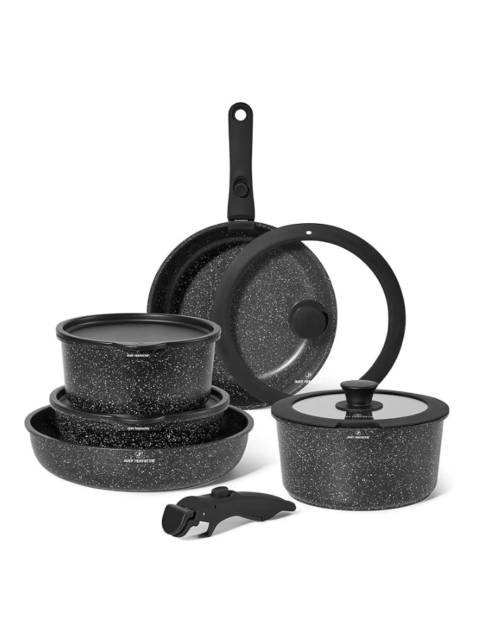 Lot Casseroles et Poêles 11 Pièces - Poêle à Frire 20cm26cm, Casserole 18cm20cm, Sauteuse 26cm, Induction