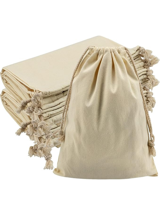 Lot de 10 Sacs Fourre Tout en Toile avec Cordon de Serrage Maison zéro déchet