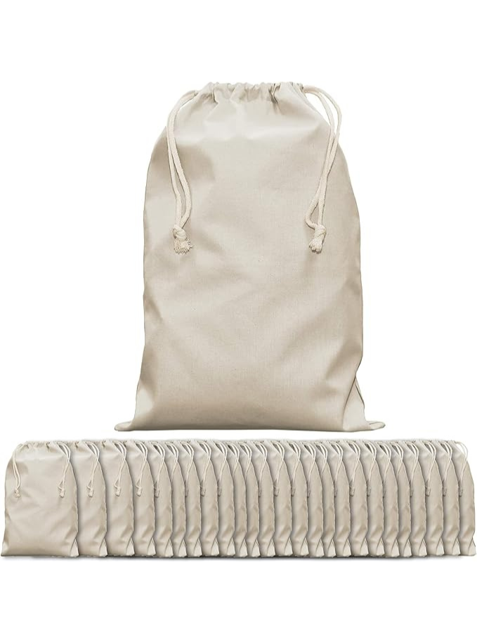 Sac en Coton avec Cordon de Serrage, 25 pièces 30 x 45 cm Maison zéro déchet