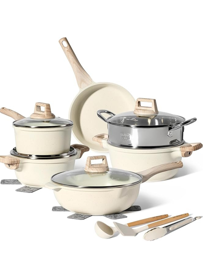 Set de poêles avec couvercle - Poêle 24 cm - Poêle à frire - Poêle de 28 cm - Poêle antiadhésive sans PTFE ni Pfoa