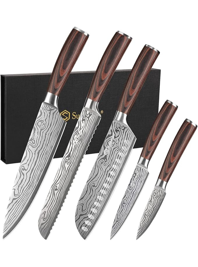 Sunnecko Set Couteau Cuisine Professionnel - Couteaux Japonais - Maison zéro déchet
