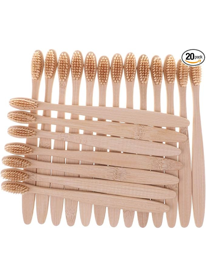 Tubayia Lot de 20 brosses à dents en bambou naturel Maison zéro déchet