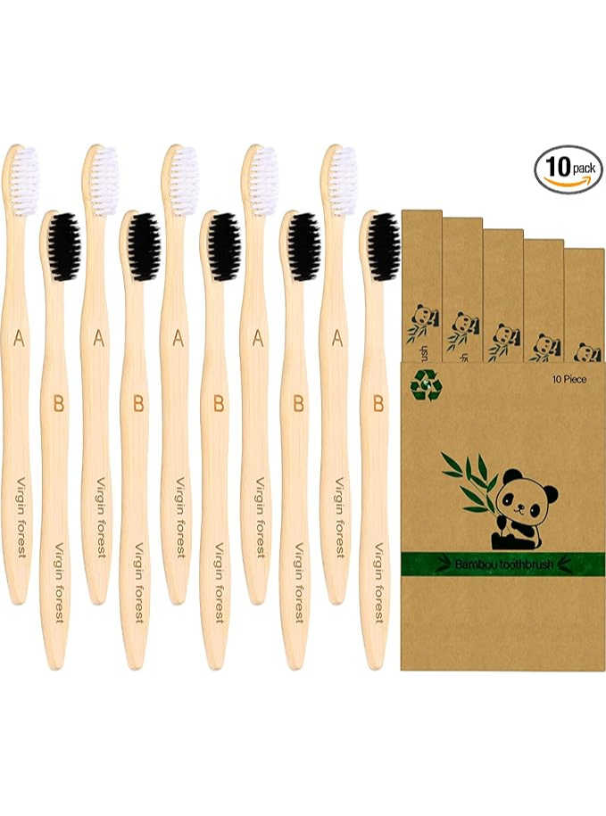 Virgin Forest Lot de 10 brosses à dents en bambou biodégradable Maison zéro déchet