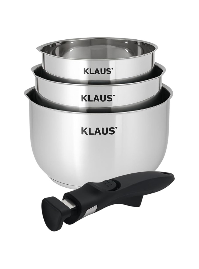 set de 3 casseroles en inox haute qualité- induction & four,poignee Amovible,Cuisson Saine