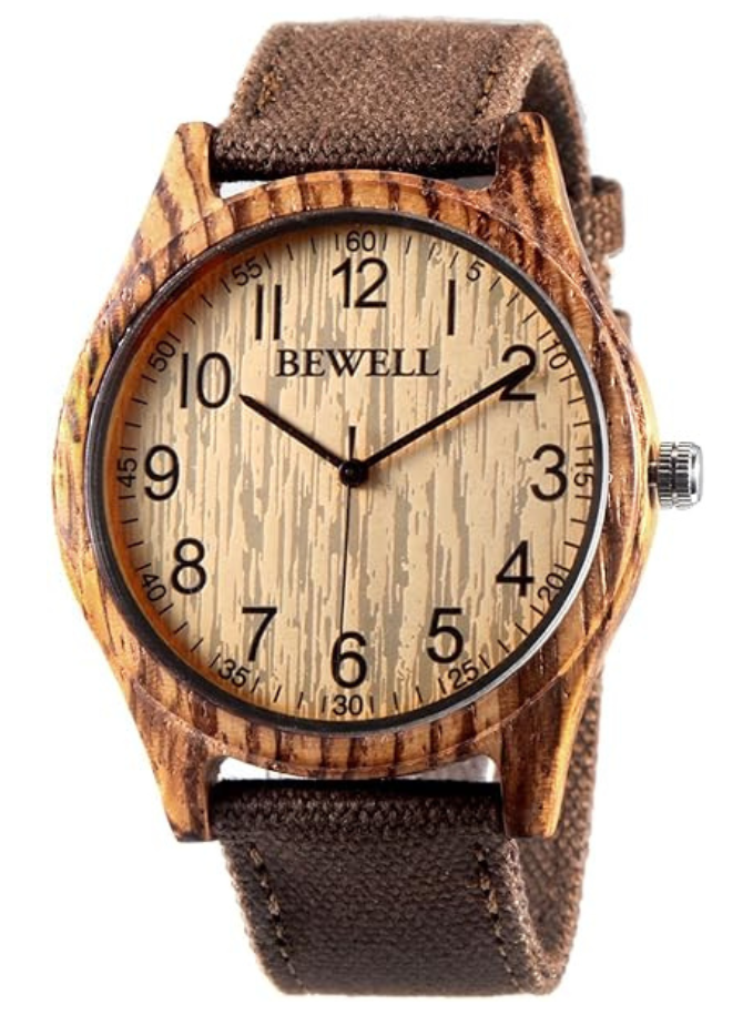 Alienwork Wood Montre Hommes Femmes Bois Naturel Maison zéro déchet
