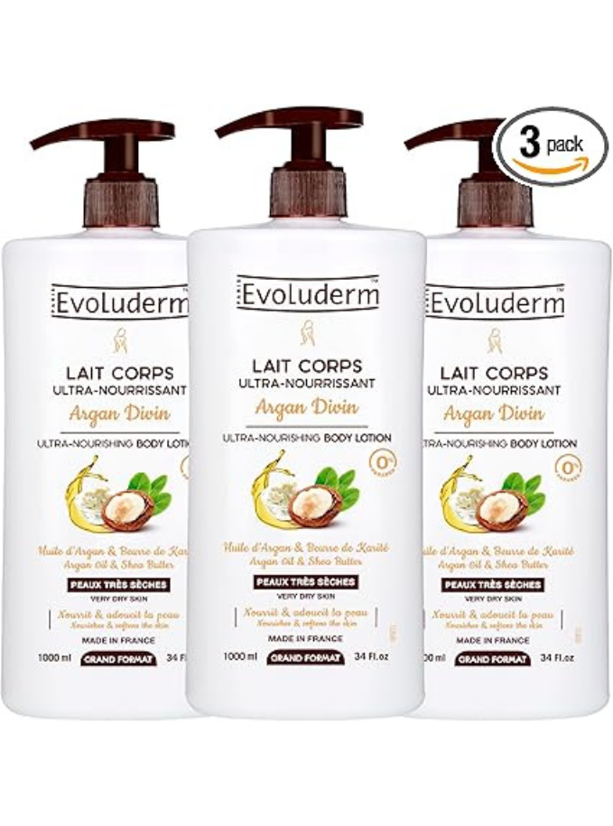 EVOLUDERM - Lait Corps Ultra-Nourrissant Argan Divin - 1000 ml Maison zéro déchet
