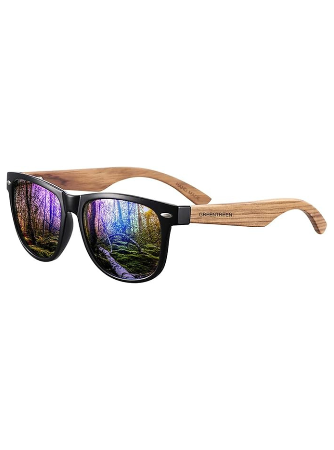 GREENTREEN Lunettes de Soleil Polarisées Bois Maison zéro déchet
