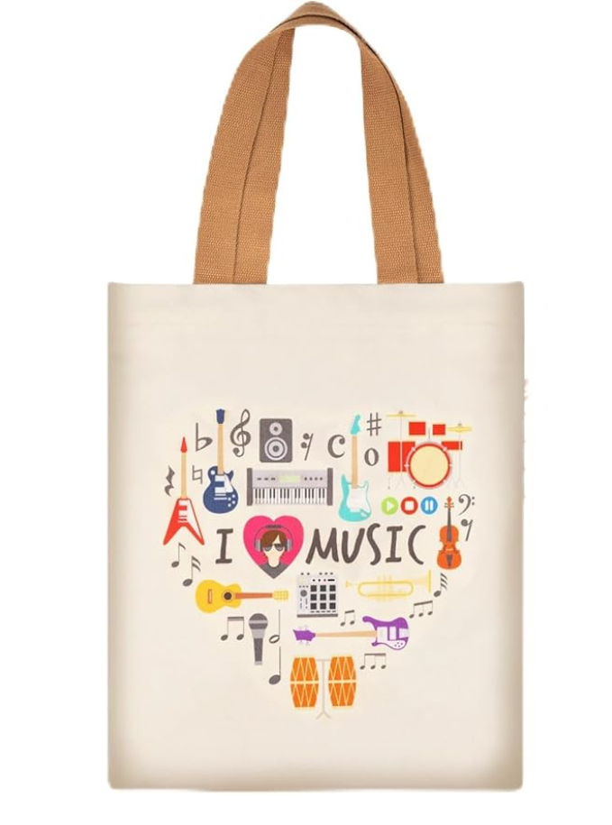 KingPoint Sac fourre-tout avec note de musique bandoulière Maison zéro déchet