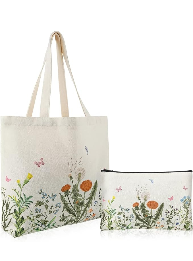 Lot de 2 sacs fourre-tout en toile mignons et esthétiques Maison zéro déchet