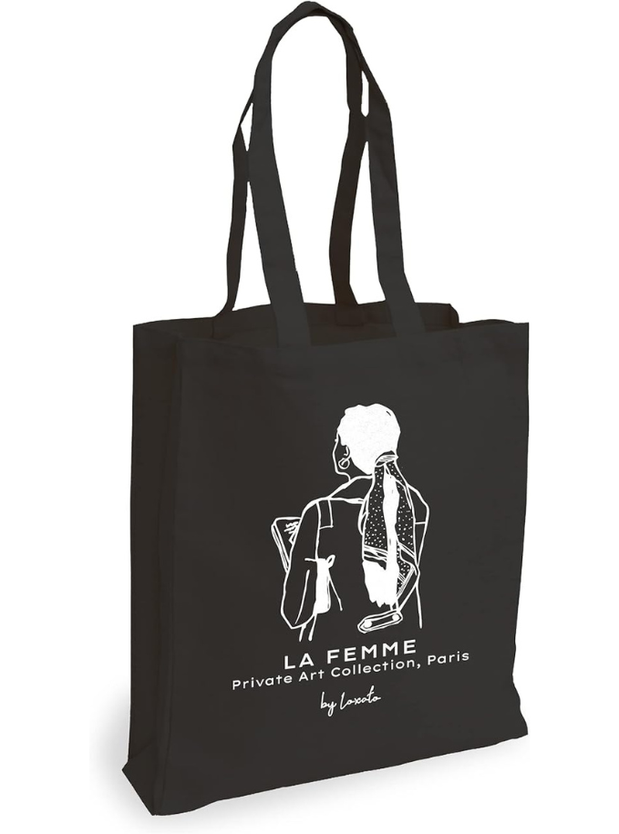 Loxato Tote Bag Noir - Sac Cabas en Toile Noir - Tote Bag Coton 100% Maison zéro déchet