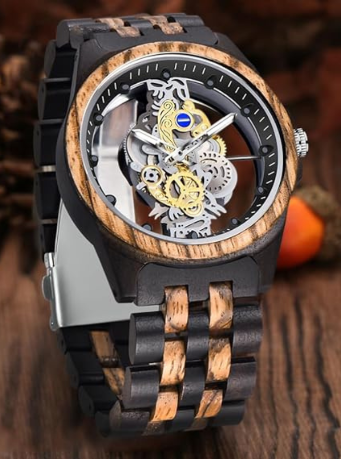 Montre en Bois pour Hommes géométrique naturel Maison zéro déchet