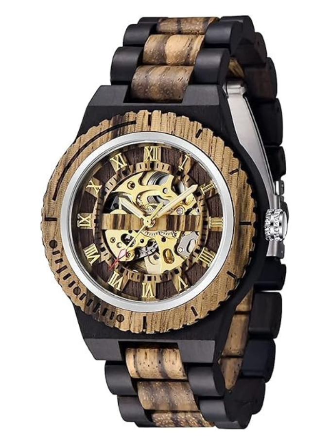 Tiong Montre de Sport Mécanique Bois Cadran Numérique Maison zéro déchet