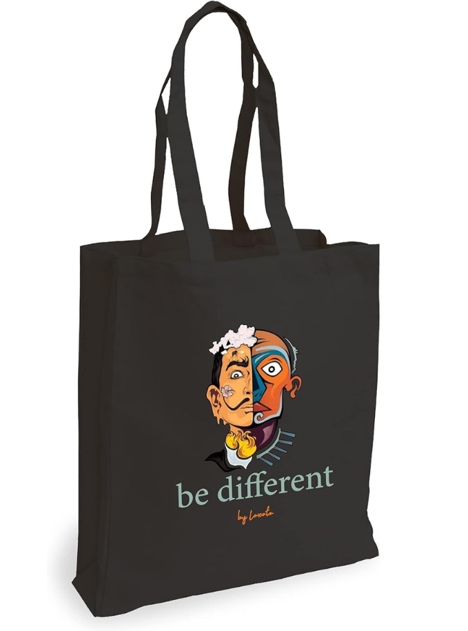 Tote Bag Noir -  en Toile Noir - Tote Bag Coton 100%  grande taille Maison zéro déchet