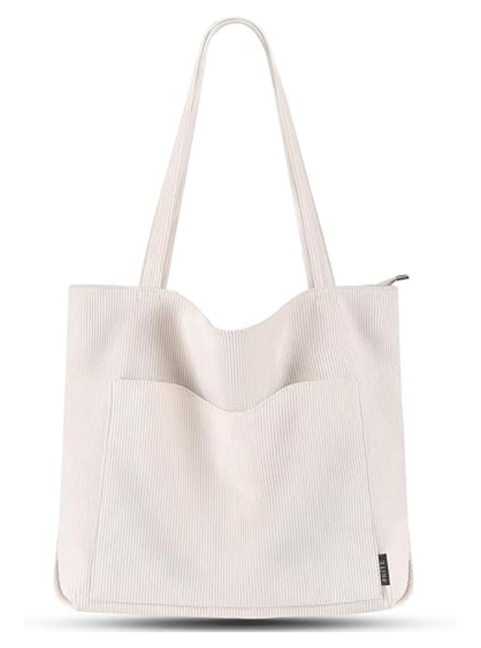 Tote Bag Sac en Velours Côtelé Bandouliere Cabas Femme Homme Maison zéro déchet
