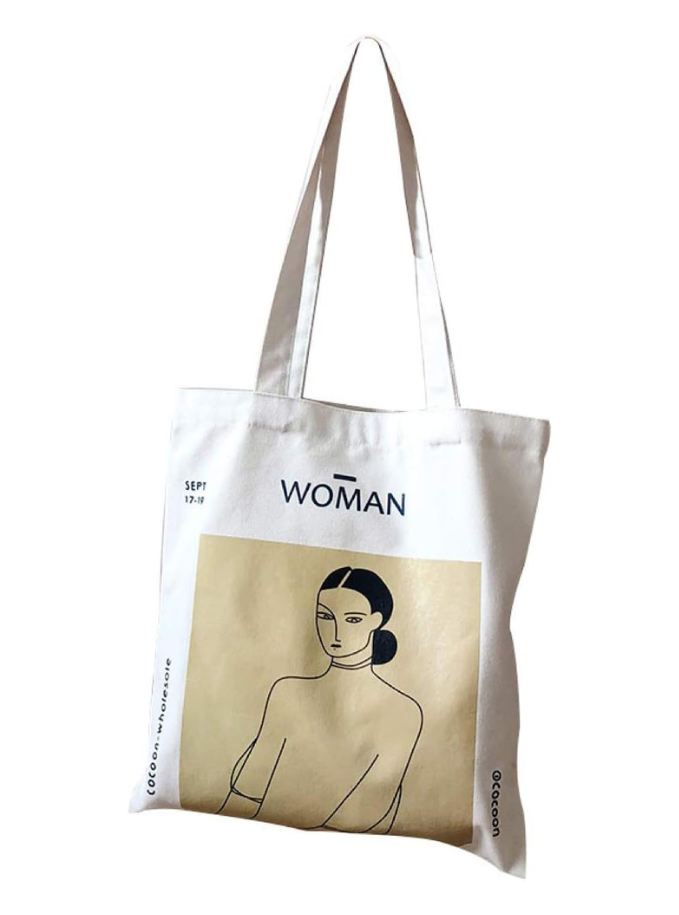 Woman Sac cabas en coton pour femme avec poche intérieure Maison zéro déchet