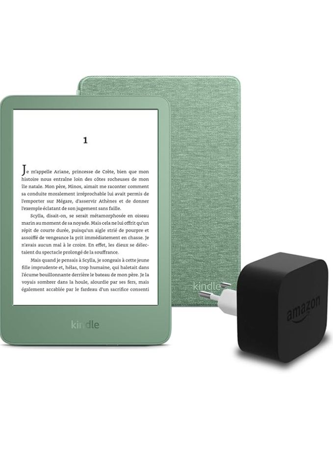 Kindle 2024 16 GB sans publicité + housse tissu et adaptateur secteur